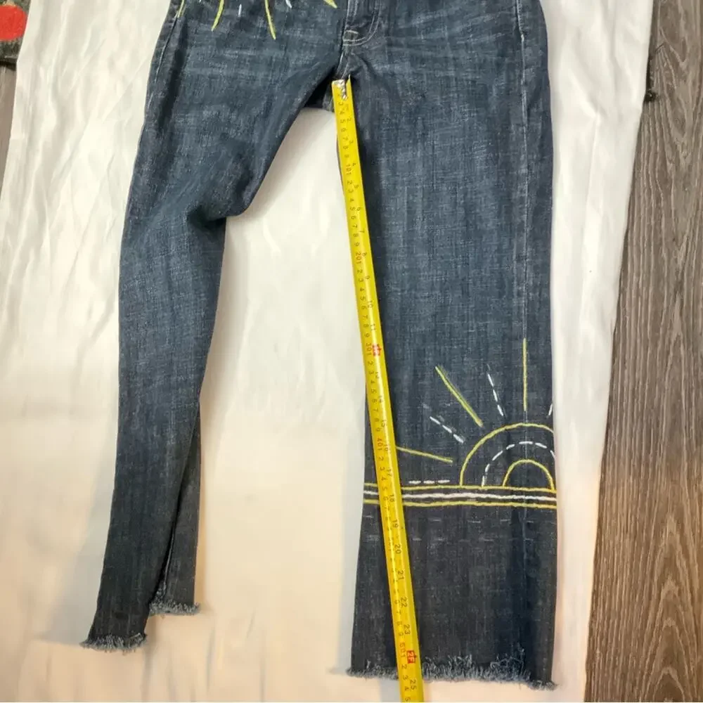 J. Crew Sunshine Hipslung Frayed Hem Cropped Jean 28 Boho Festival Retrogirl